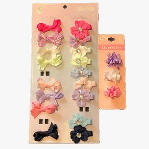 Various Little Girl Barrettes Bows Some Clip On Some Plastic Snaps Total 20 Piec